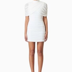 ELLIATT Phoebe Mesh Overlay Mini Dress In White. WORN TWICE, Great condition!